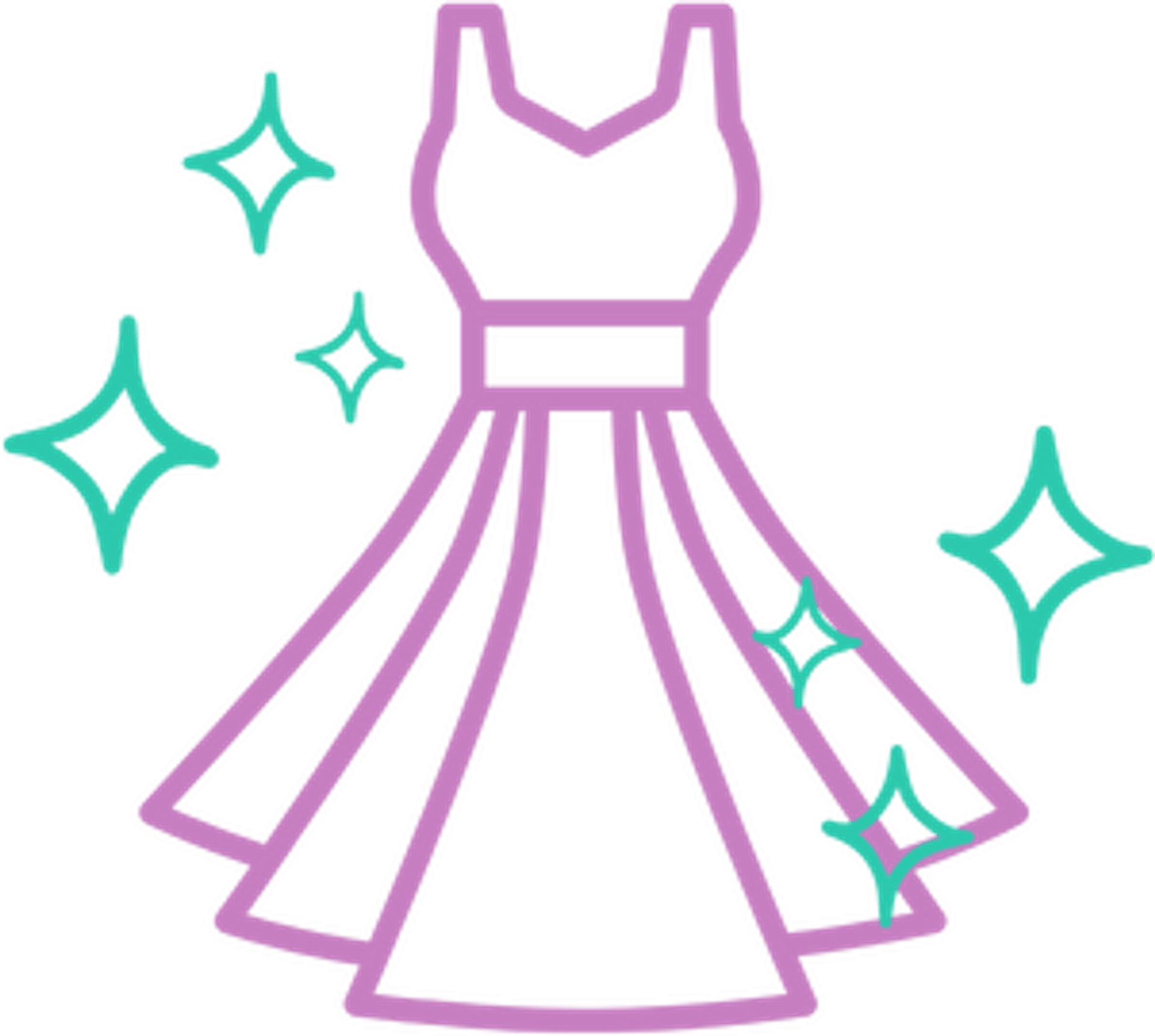 Elegant dress icon representing garment dry cleaning service