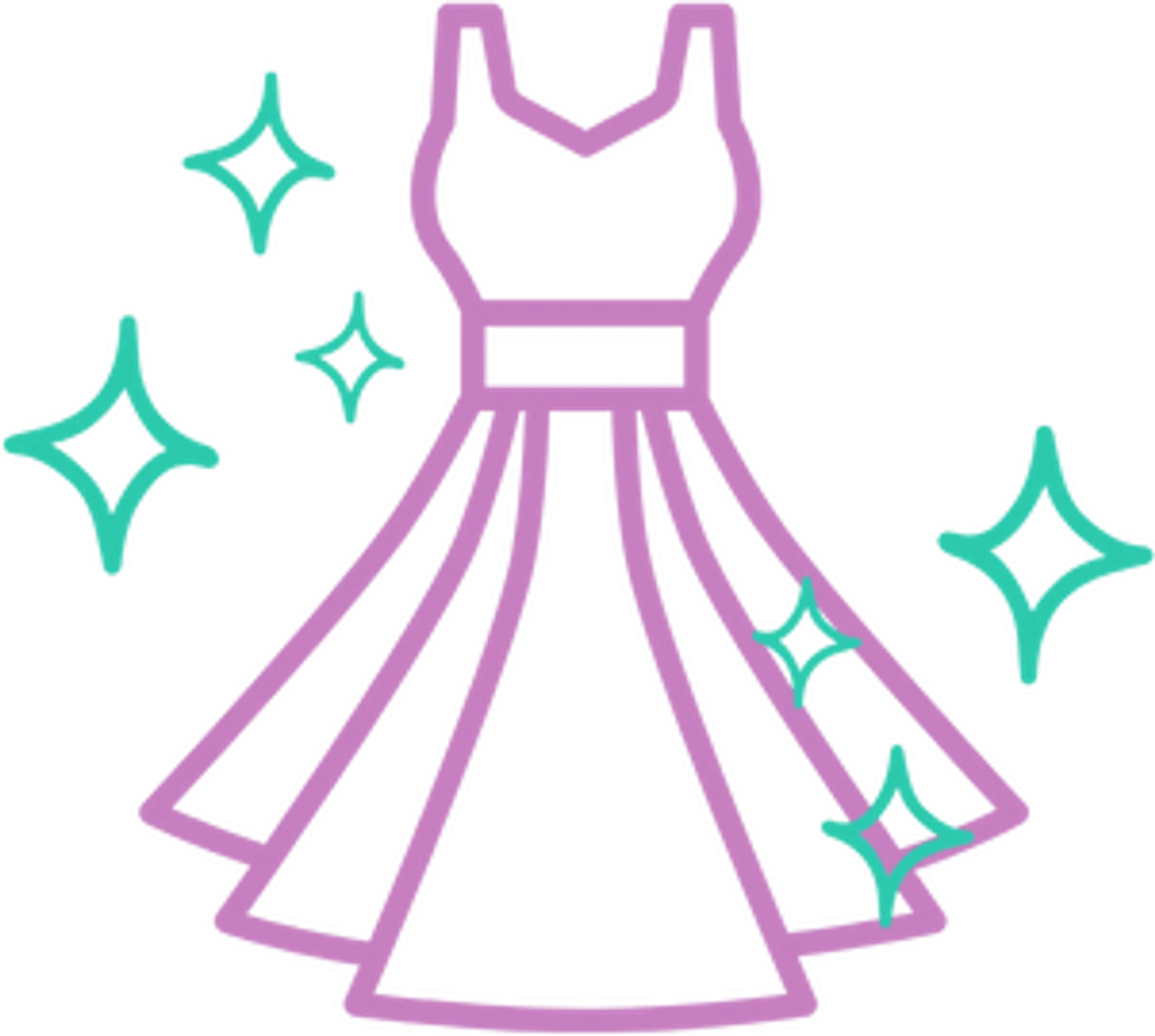 Elegant dress icon representing garment dry cleaning service